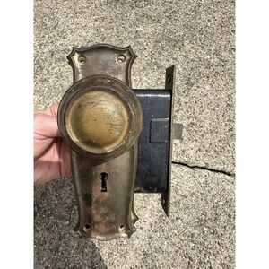 Antique Door Set Victorian / Eastlake Backplate Knob Mortise Lock